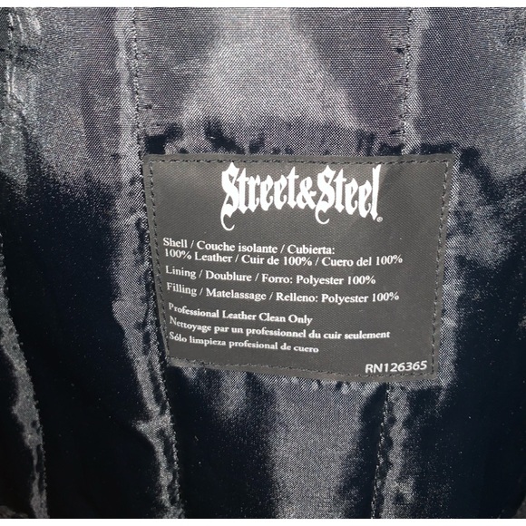 STREET & STEEL BLACK LEATHER ARMORED MOTORCYCLE JACKET Womens Large Biker - Picture 5 of 11